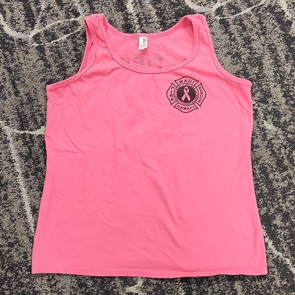 Maui Fire Rescue Hawaii Breast Cancer 2017 Tank Top L - Picture 1 of 5